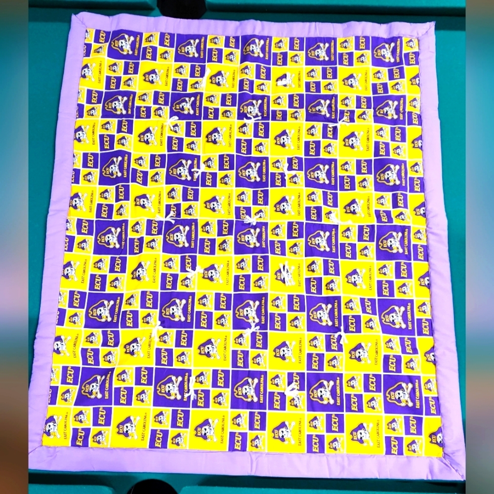 ECU hand sewn tack and pull style baby blanket